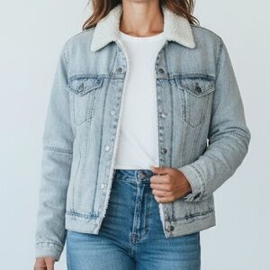 American Eagle Outfitters Light Blue Denim Bomber Jacket